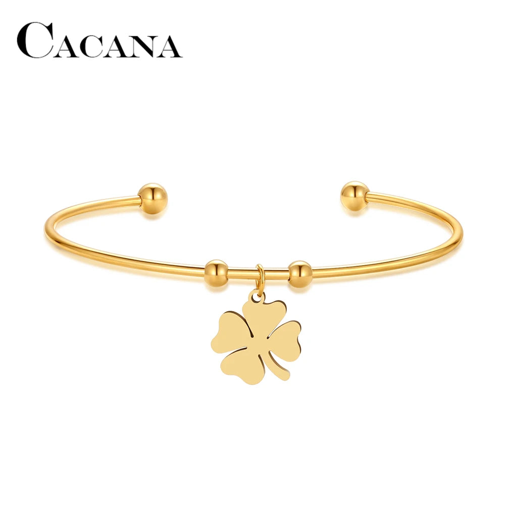 Four Leaf Clover Open Bracelet