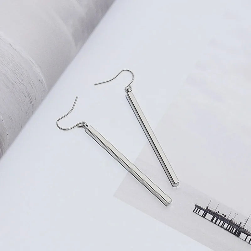 Long Vertical Bar Drop Earrings