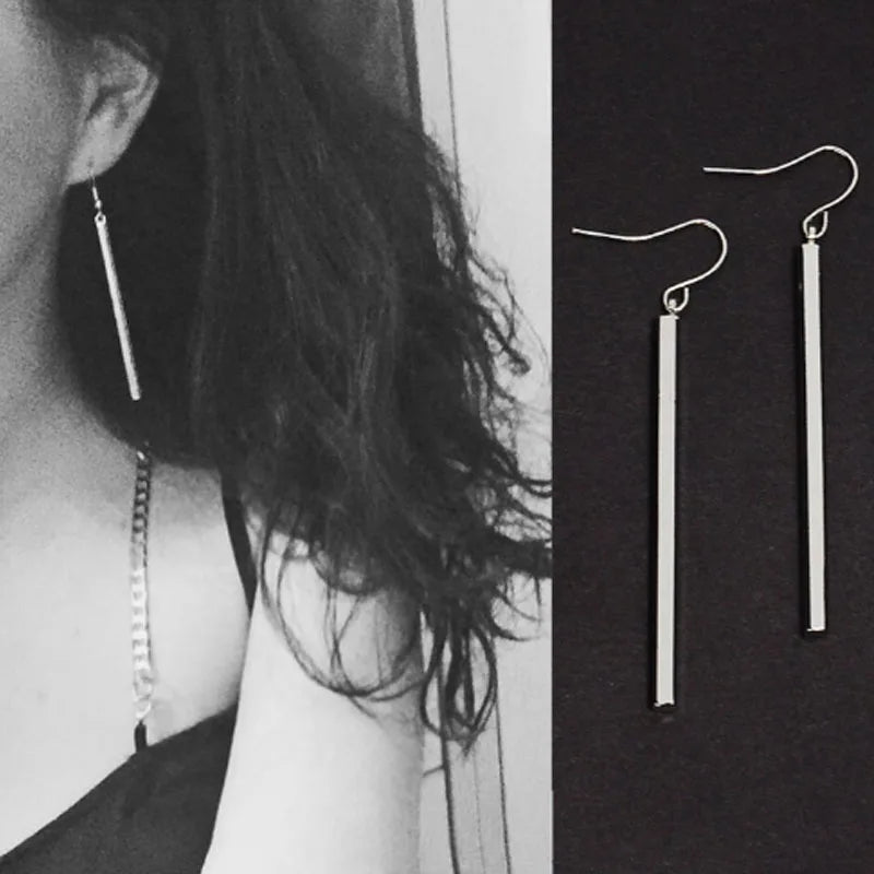 Long Vertical Bar Drop Earrings