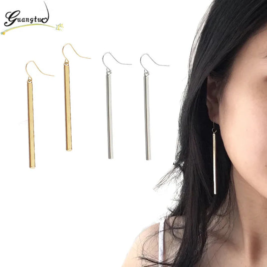 Long Vertical Bar Drop Earrings