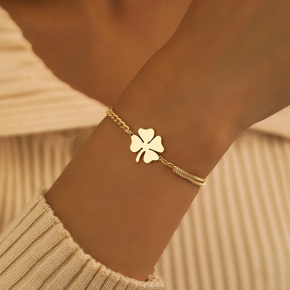 Lucky Clovers Pendant Hip Hop Bracelet