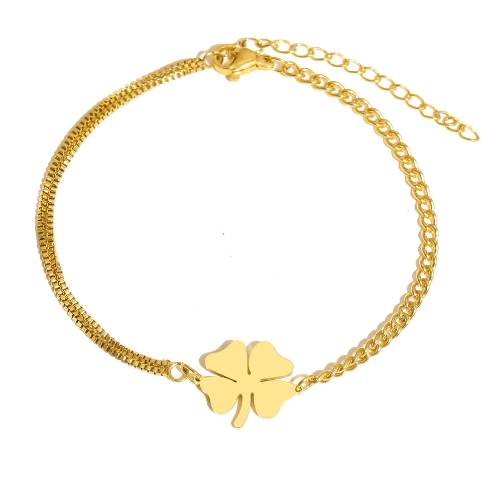 Lucky Clovers Pendant Hip Hop Bracelet