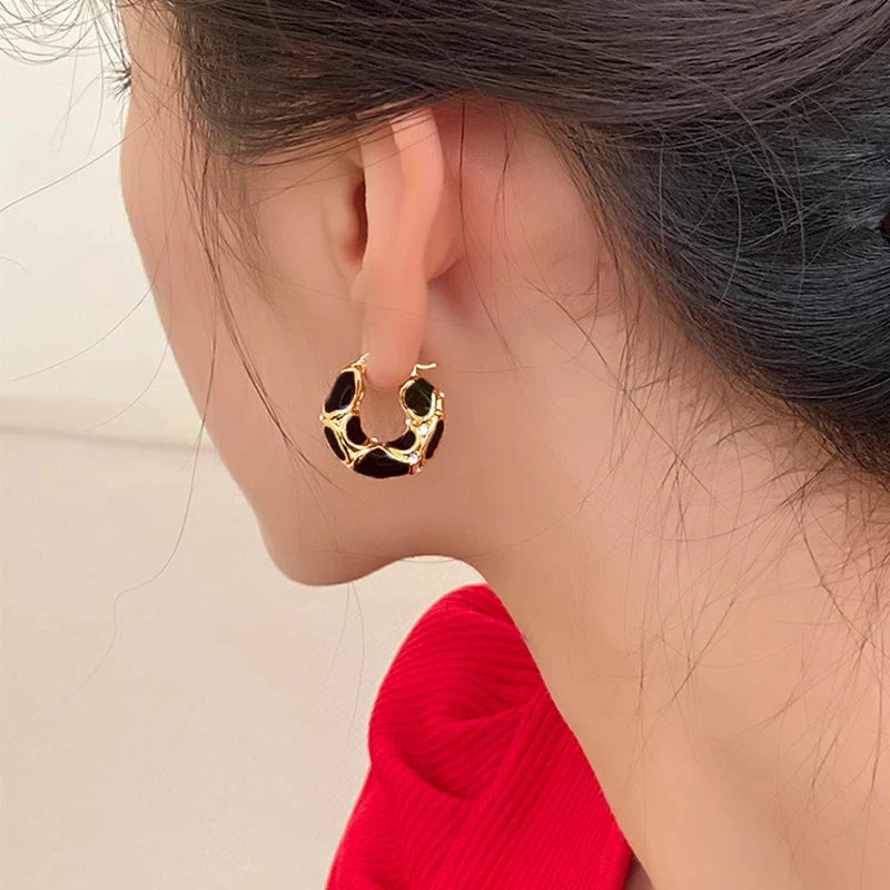 French Enamel Hoop Earrings