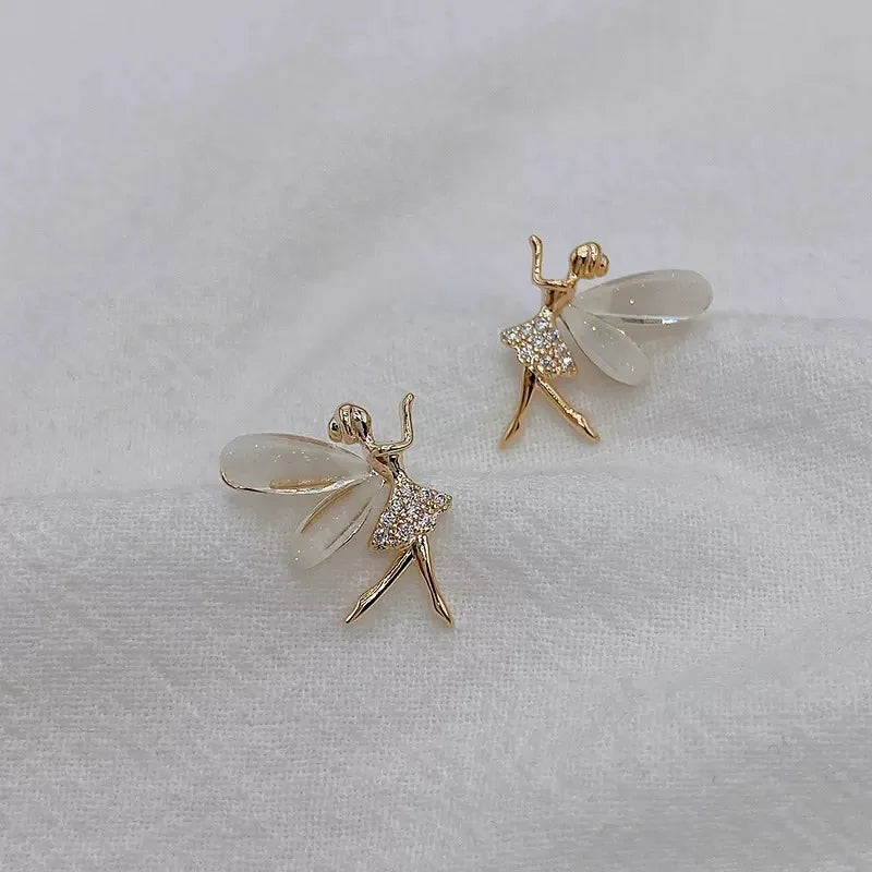 Crystal Acrylic Wings Angle Earrings