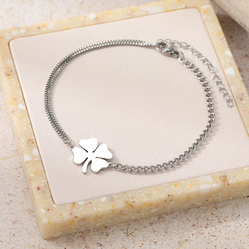 Lucky Clovers Pendant Hip Hop Bracelet