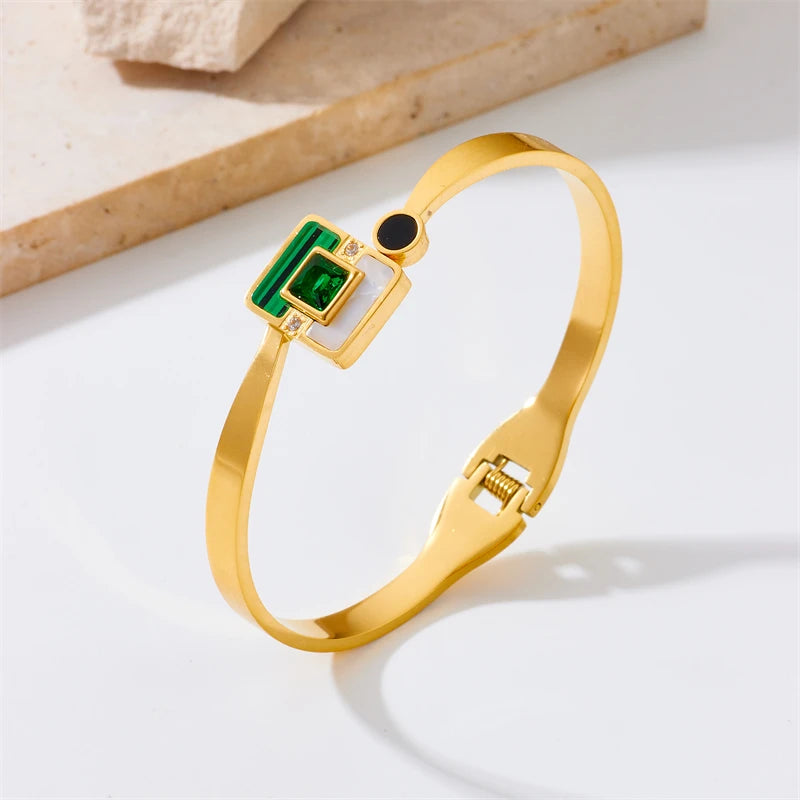 Splicing Green Stone Bangles