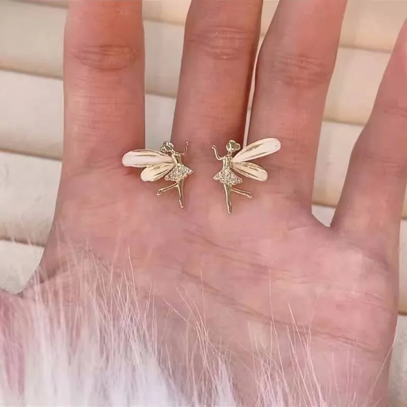 Crystal Acrylic Wings Angle Earrings